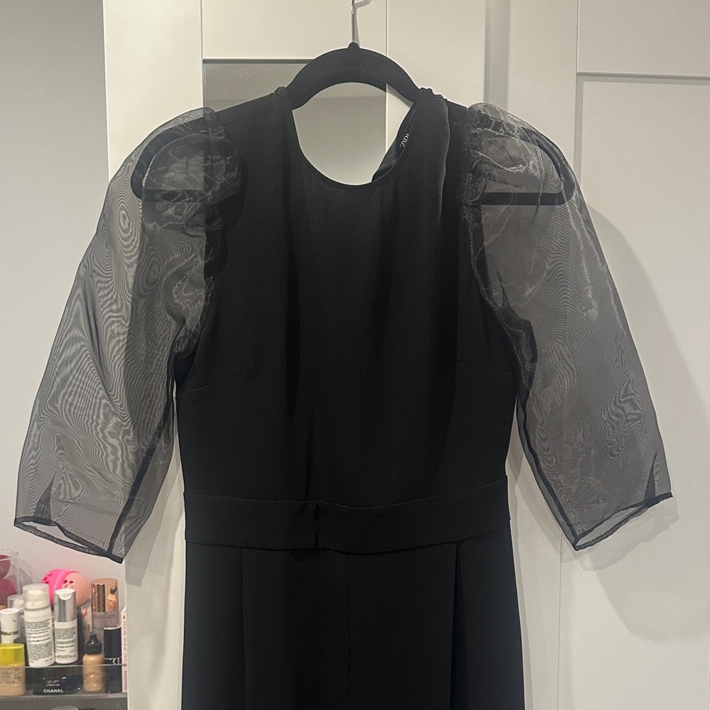 Zara Black Long Sleeve Dress with Sheer Accents